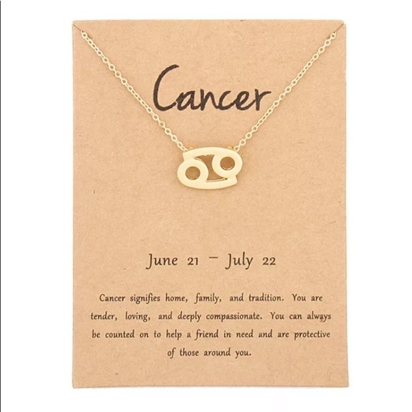 Cancer Zodiac Birthday Gold Necklace - Picture 1 of 3